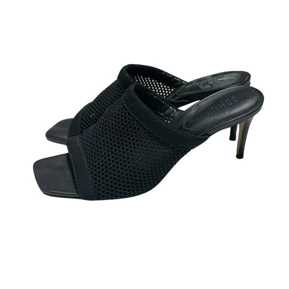 Schutz Sinara Mesh Heeled Slide Sandals Black - Picture 6 of 12
